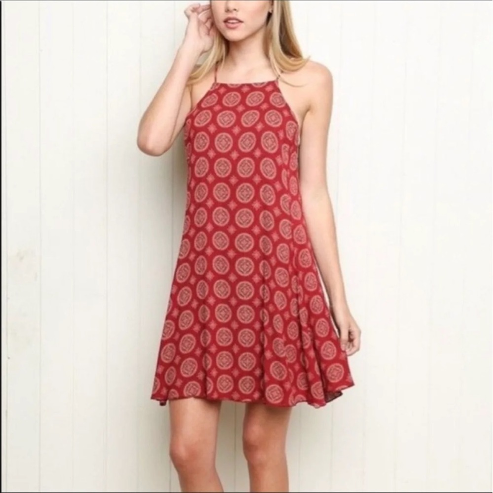 Brandy Melville Red Patterned Dress